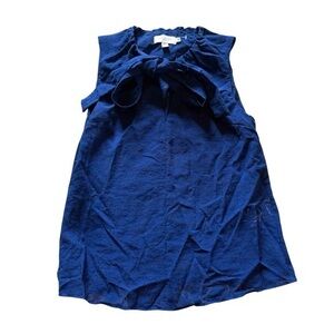 Ted Baker Preppy Designer Sheer Blue Floral Lace Sleeveless Bow Top